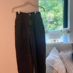 Zara High-Waisted Black Barrel Leg Denim